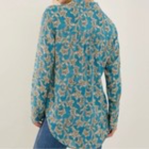 Pilcro Anthropologie Leilani Button Front Tunic Top Women’s Size Medium Blue Red - Picture 11 of 13